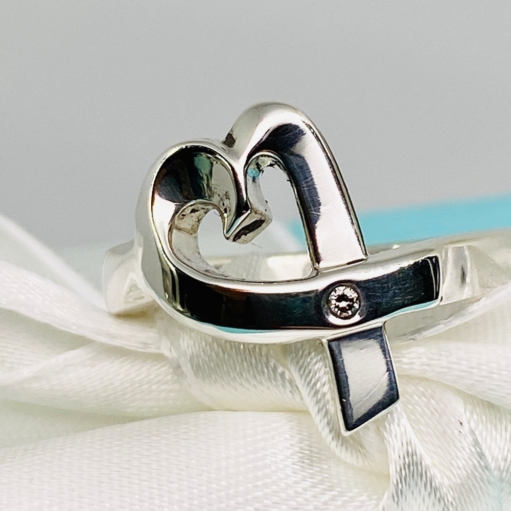 Tiffany & Co Diamond Paloma Picasso 925 silver Loving Heart Ring 5.5